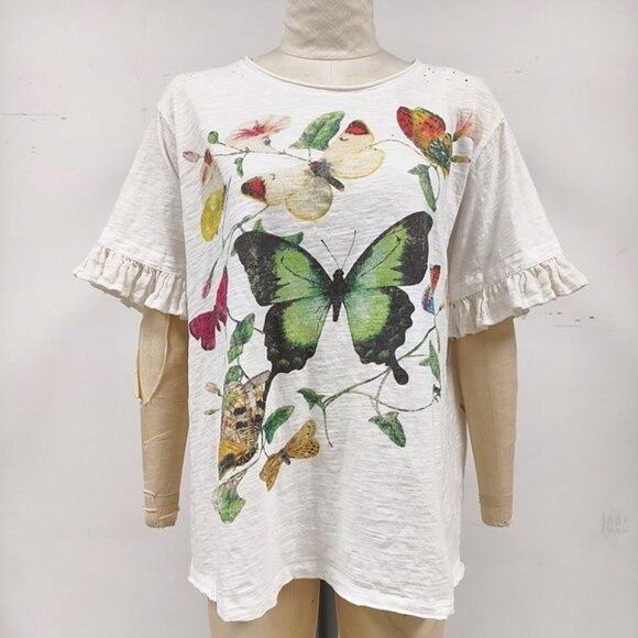 BlueVelvet Butterfly Top With Ruffle Sleeve - Picture 7 of 9